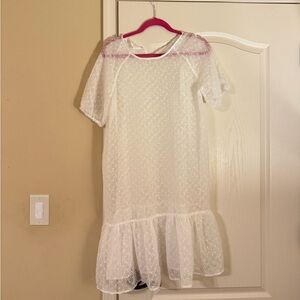 White Sheer Polka Dot Midi Dress New with Tags